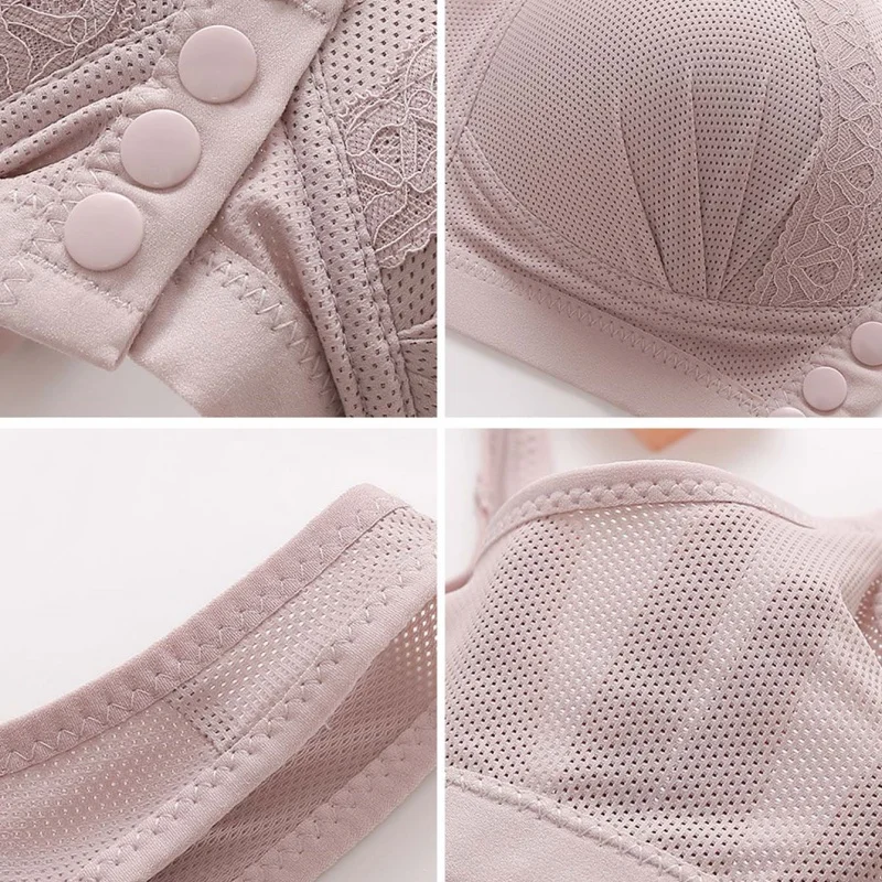 通気性の良いライトベージュのフロントクロージャーブラ4枚、魅力的なレディースフロントクロージャーブラ、フロントクロージャーブラ。