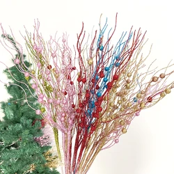 Branches scintillantes d'arbre de Noël pour la décoration d'Halloween, fleurs artificielles pour la maison, fausses fleurs, ornements de Noël, fête du Nouvel An, 5 pièces