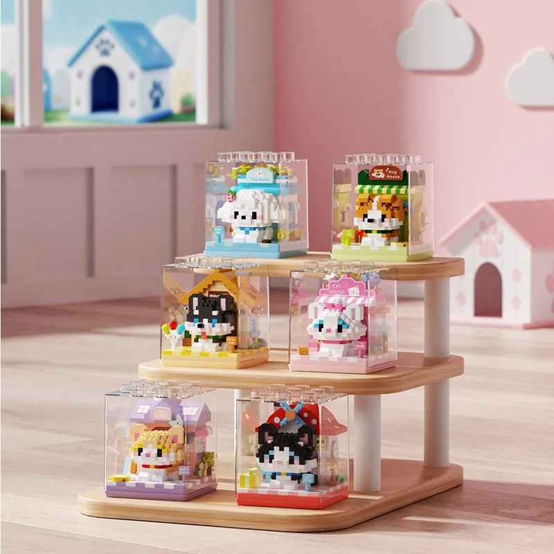 Filhotes de estimação fofos e divertidos, gatos, animais, blocos de construção, quebra-cabeças de desenhos animados, brinquedos educativos infantis, presentes de Natal