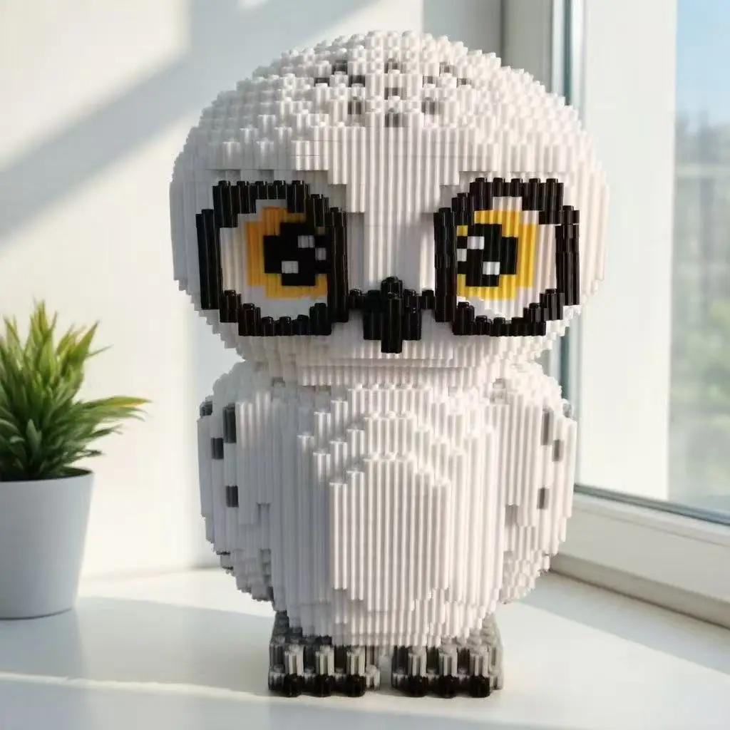 

2016, украшения из строительных блоков с белой совой, украшение для гостиной и офиса, дома, 3D-пазлы ручной работы своими руками, изготовление поделок