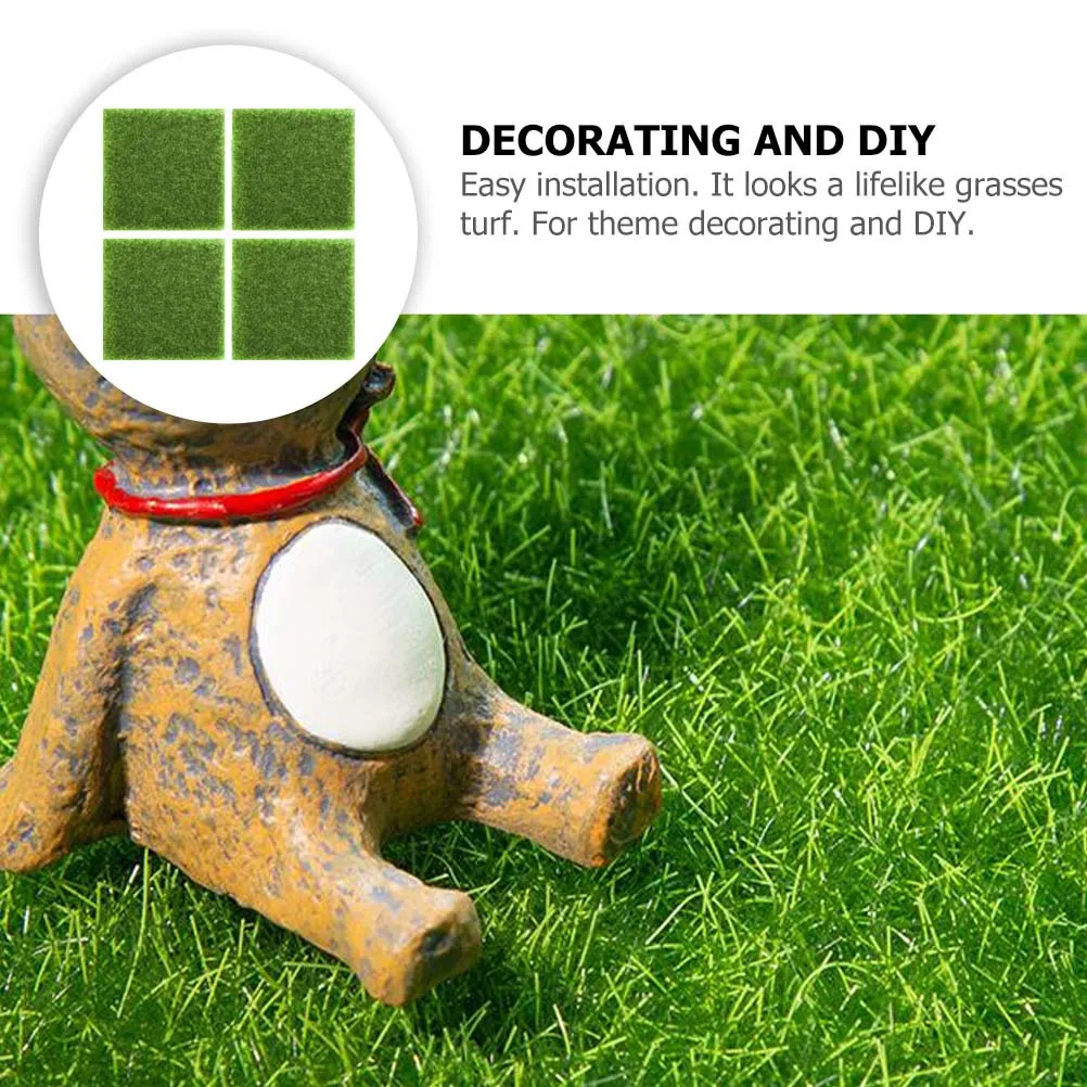 

4pcs Artificial Grass Mat Fake Turf Simulation Green Turf Landscaping Decorative Prop For Wedding Decor Evergreen