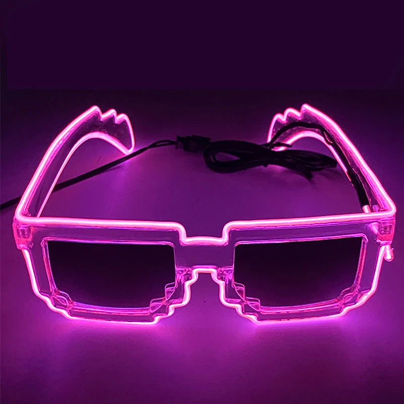 אור אופנה זוהרת זכוכית זכוכית זכוכית מהבהבים הובילו משקפי שמש זוהרות בחושך לאביזרים מועדון לילה