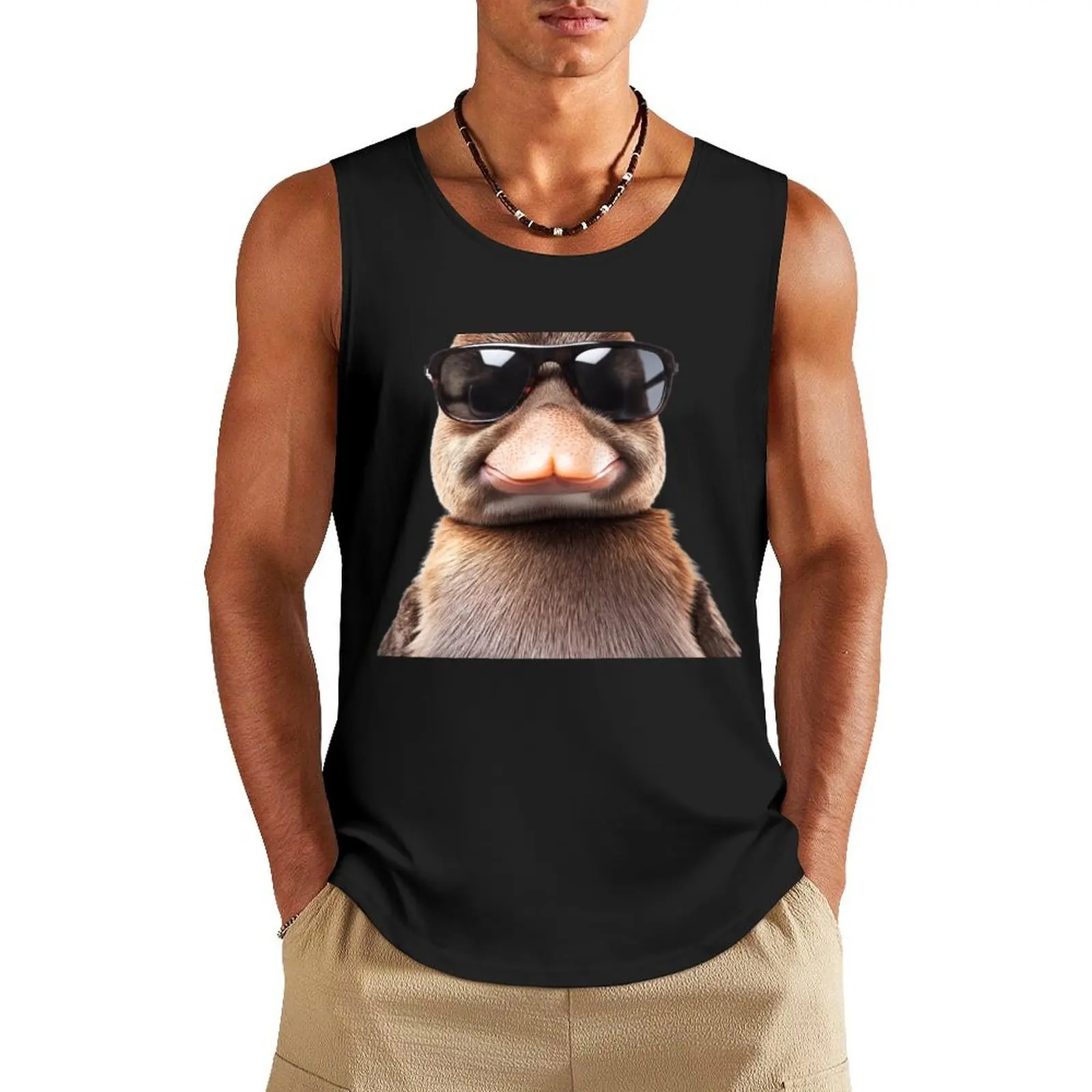 

Funny cool Platypus wearing sunglasses Tank Top Sleeveless T-shirt gym wear men gym accessories men Muscle fit