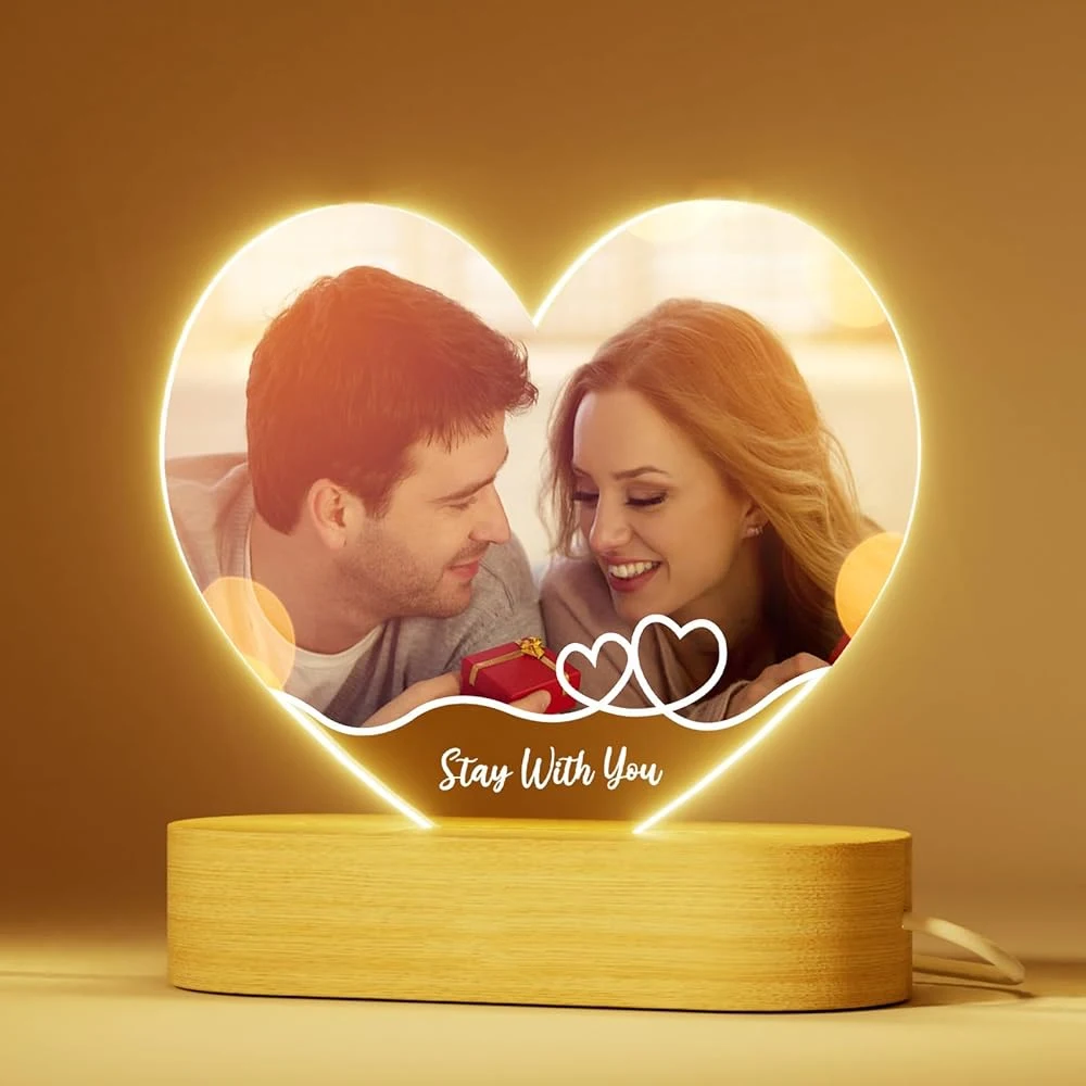 

Personalized Father's Day Gift for Mother Him Her Customized Acrylic Picture Frame With LED Light Anniversary Romantic Gifts