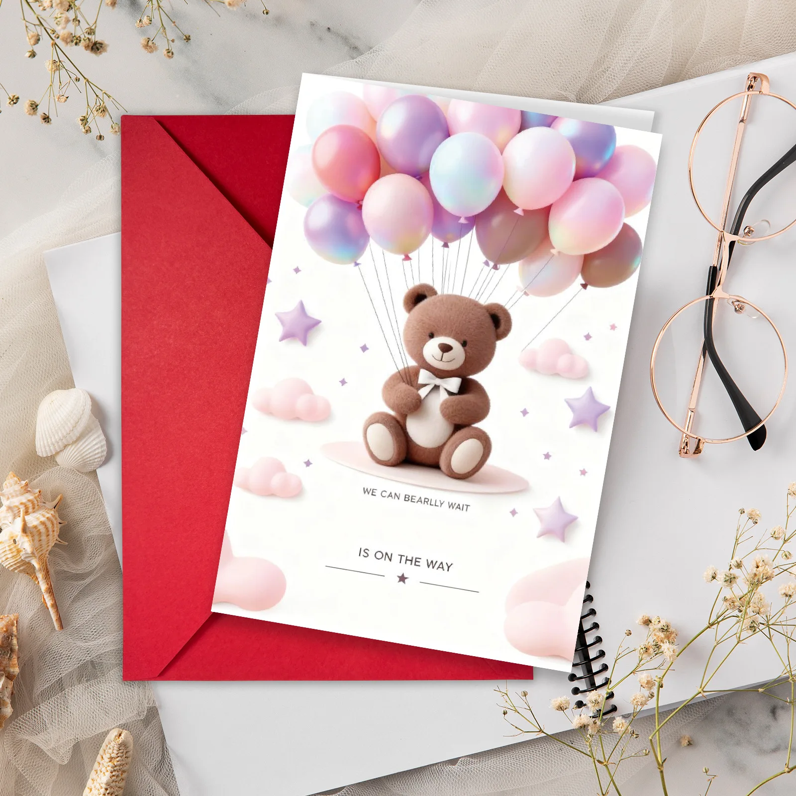 Süße Karten für Neugeborene, Vollmond, Einjährige, Segenswünsche, Geschenkumschlag, Grußkarten-Set