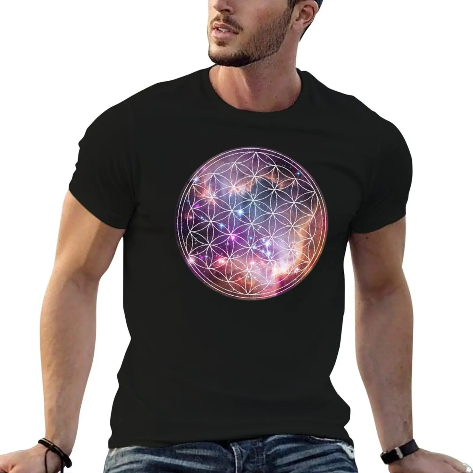 Flower of Life Sacred Geometry T-Shirt Big Size Daily Wear T-Shirt