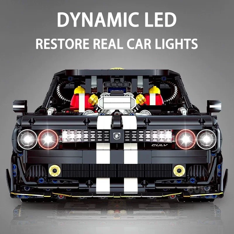 High-Tech City Mustang Sport Car Building Block Technical Remote Control Speed Racing Vehicle Model Bricks Toys For Kid Gift MOC