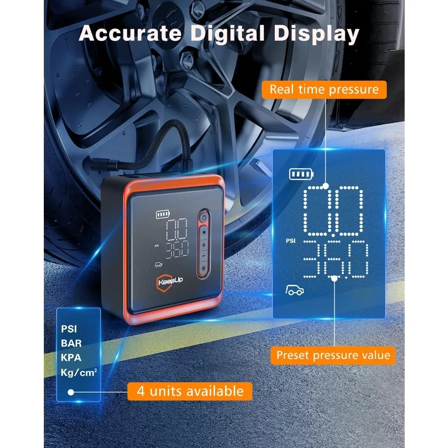 ضاغط هواء محمول لإطارات السيارات EBikes الدراجات النارية والدراجات والكرات مضخة هواء لاسلكية قابلة لإعادة الشحن مع 150 رطل لكل بوصة مربعة عالية Pr