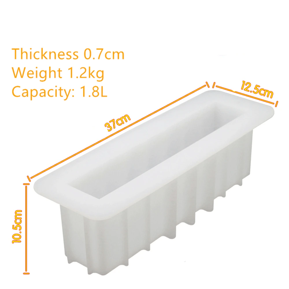 Big Size 1800 ML Long Rectangle Silicone Handmade Soap Mold Diy Hone Kitchen Gadgets