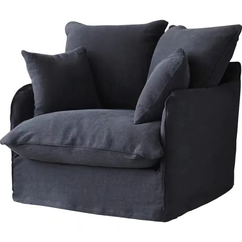 

Полностью демонтированный и постиранный черный маленький одноместный диван в японском стиле для проживания в семье, одиночный диван, мебель