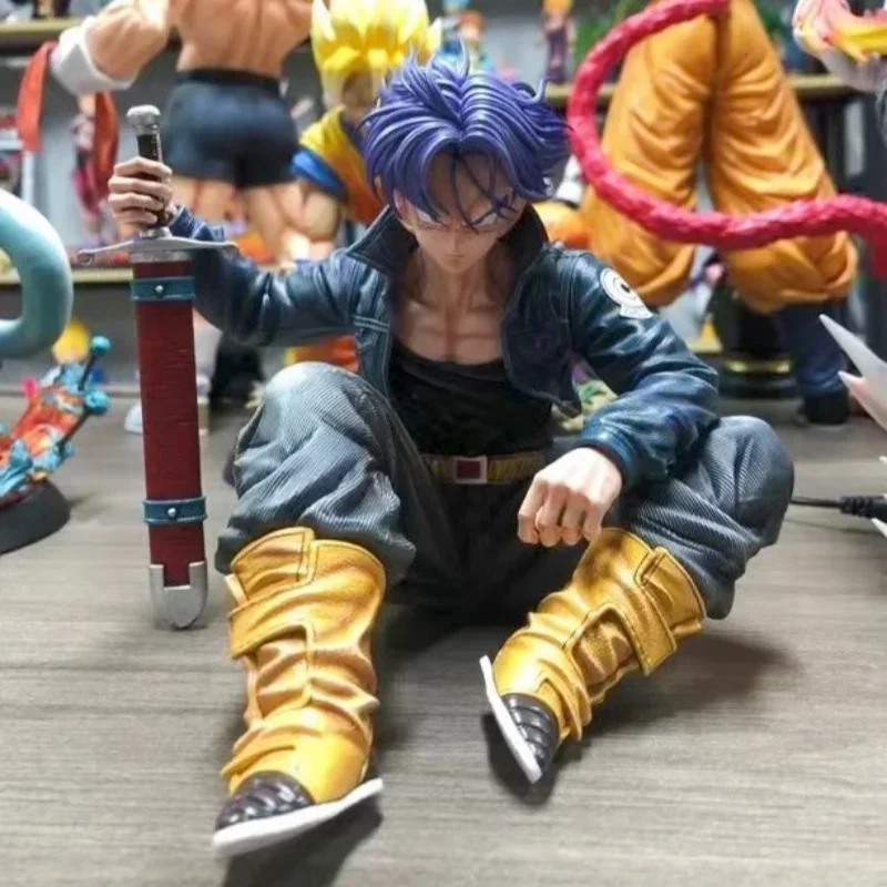 GK Dragon Ball Trunks Action Figure Statue 10cm PVC Ornaments Anime Super Saiyan Sitting Position Torankusu Figurine Model Toys