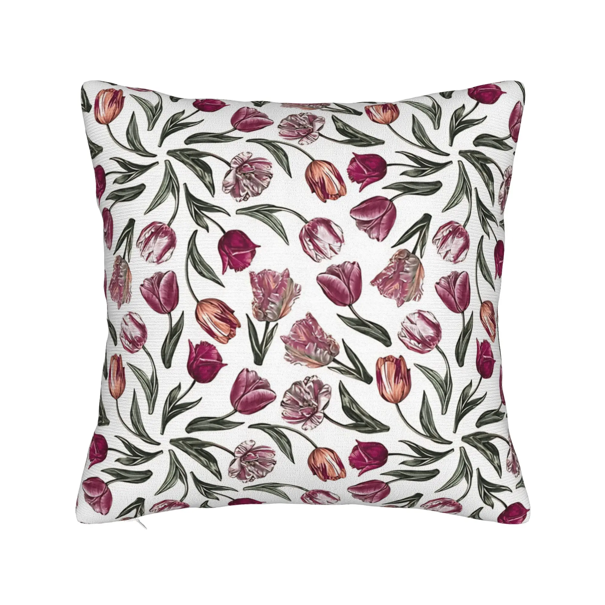 Tulip Spring Pillow Case  Custom Pillow Cover Retro Trendy Pillowcases For Living Room Sofa