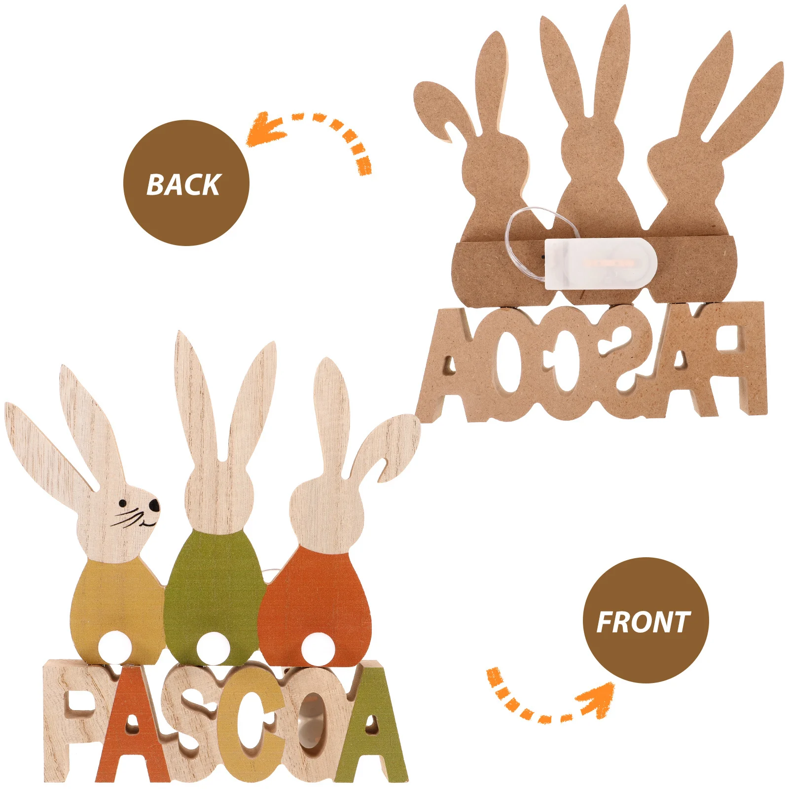 

Luminous Easter Wooden Centerpiece Rabbit and Egg Design for Tabletop Home Decor Festive Celebration Decoration