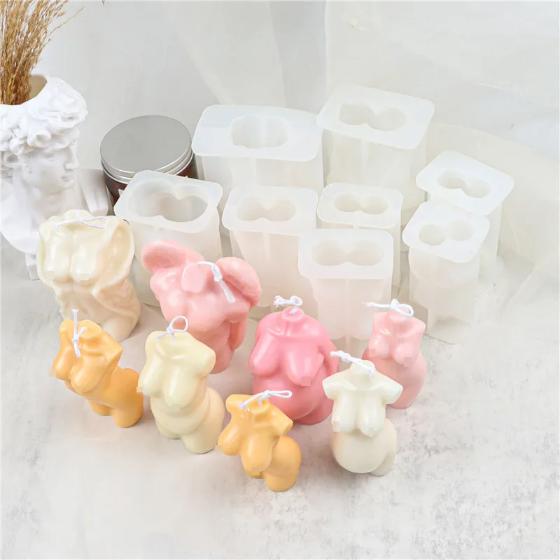 Artistic Naked Body Figure Silicone Soap Mould Pregnant Woman Wax 3D Female Oblique Shoulder Man Candle Mold Fragrant Decoration
