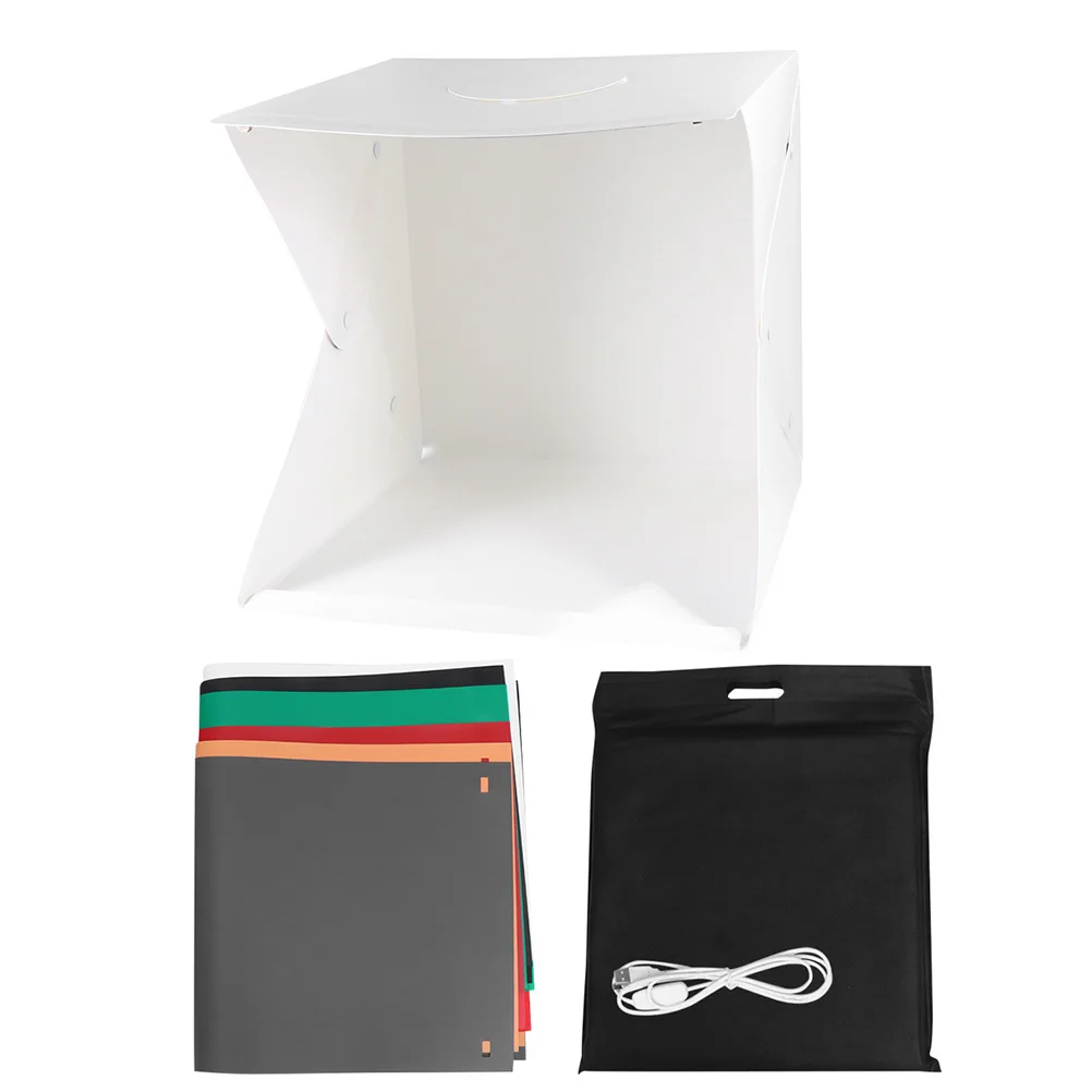 

40cm 6 Colors Mini Photo Box Foldable Design with Built-in LED Light Portable Photography Backdrop for Watches Gadgets