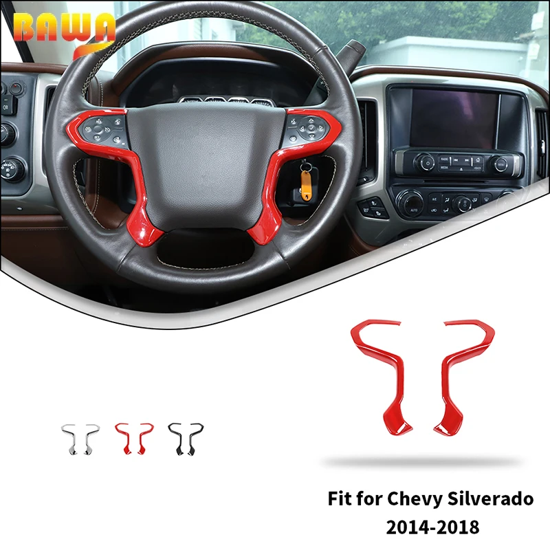 BAWA ABS Steering Wheel Decoration For Chevrolet Silverado/Suburban 2014 2015 2016 2017 2018 Interior Accessories