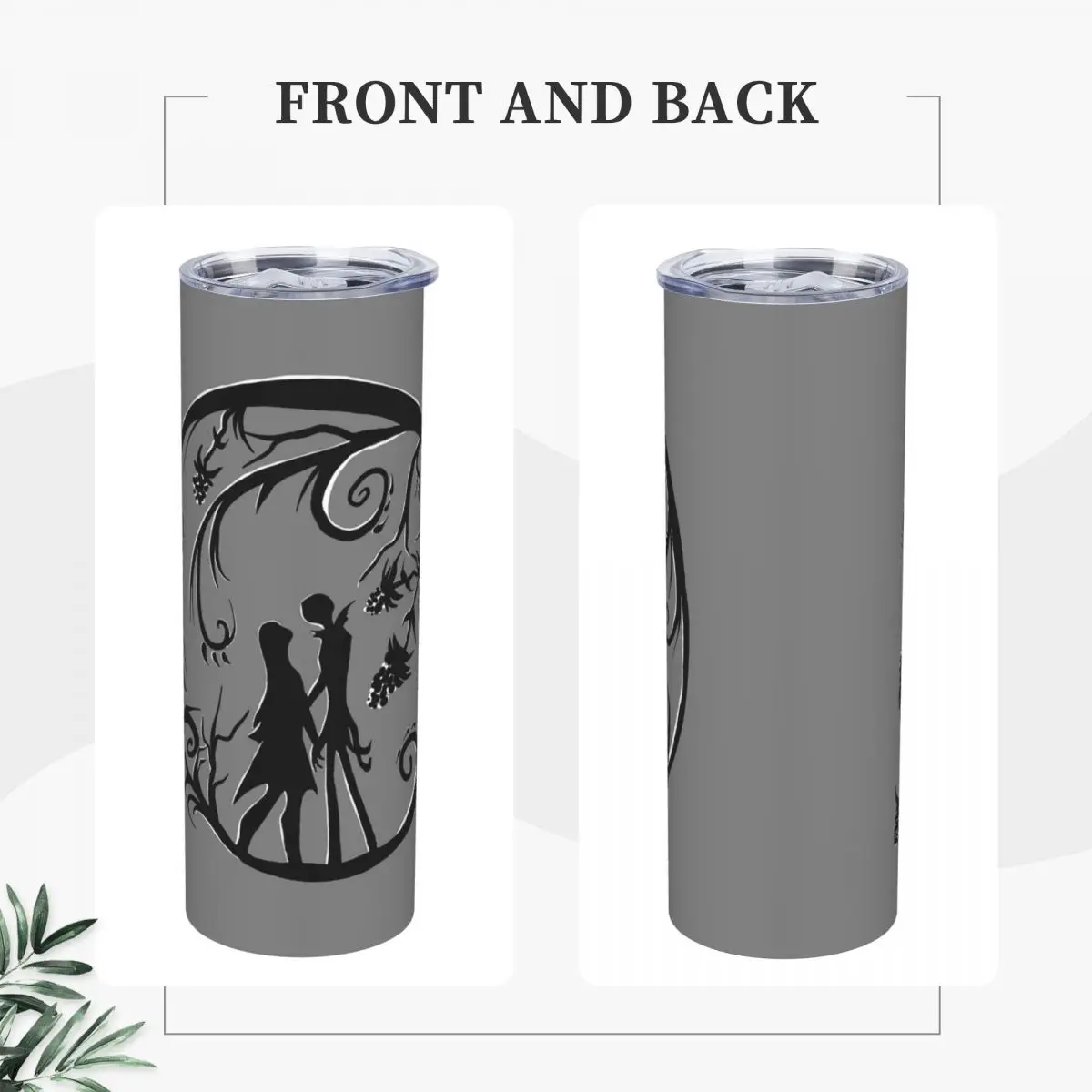 Jack And Sally Silhou Stainless Steel Tumbler Vacuum Insulated Mugs Thermal Cold Cup Straw With Lid 20oz