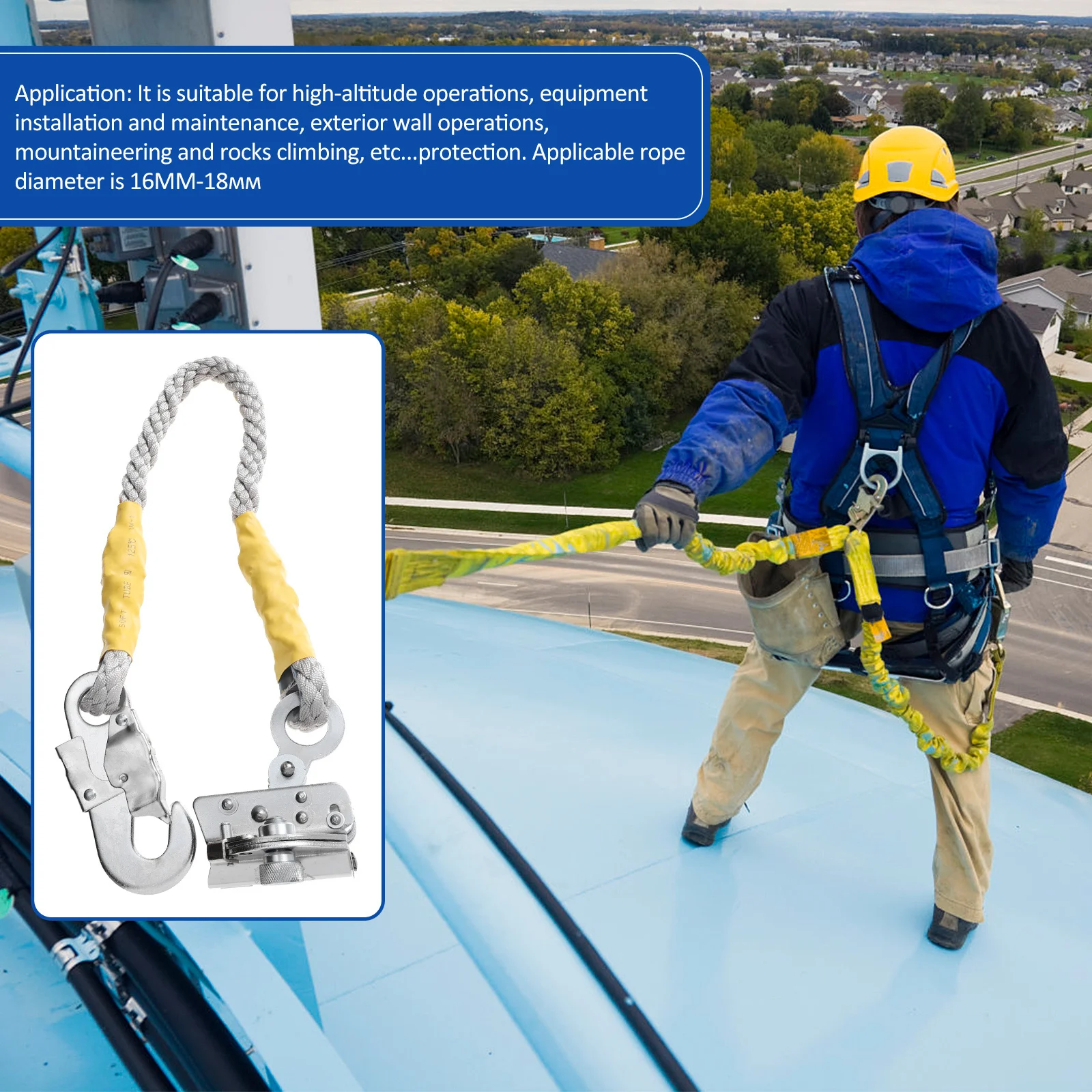 

Self-Locking Device Steel Safety Rope Lock For Exterior Wall Cleaning Climbing Slow-Down Metal Locking Equipment Labor