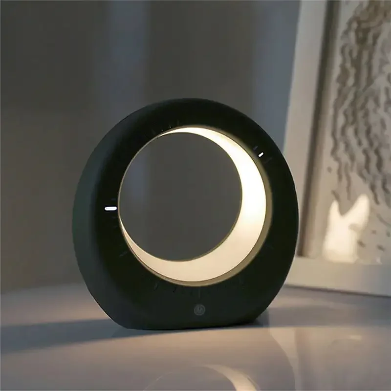 Luz noturna de primeira linha com carregamento USB, relógio lunar, lâmpada de cabeceira nórdica, lâmpada de mesa LED