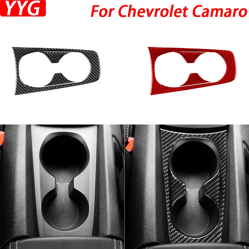 

For Chevrolet Camaro 2010-2015 Real Carbon Fiber Water Cup Holder Panel Trim Cover Car Interior Decoration Accessories Sticker