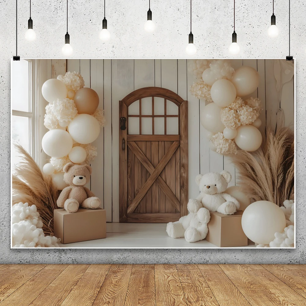 Ein Jahr altes Baby Geburtstag Hintergrund Spielzeug tragen weiße Luftballons Kinder Porträt Fotografie Hintergrund Kinder Baby Dusche Banner