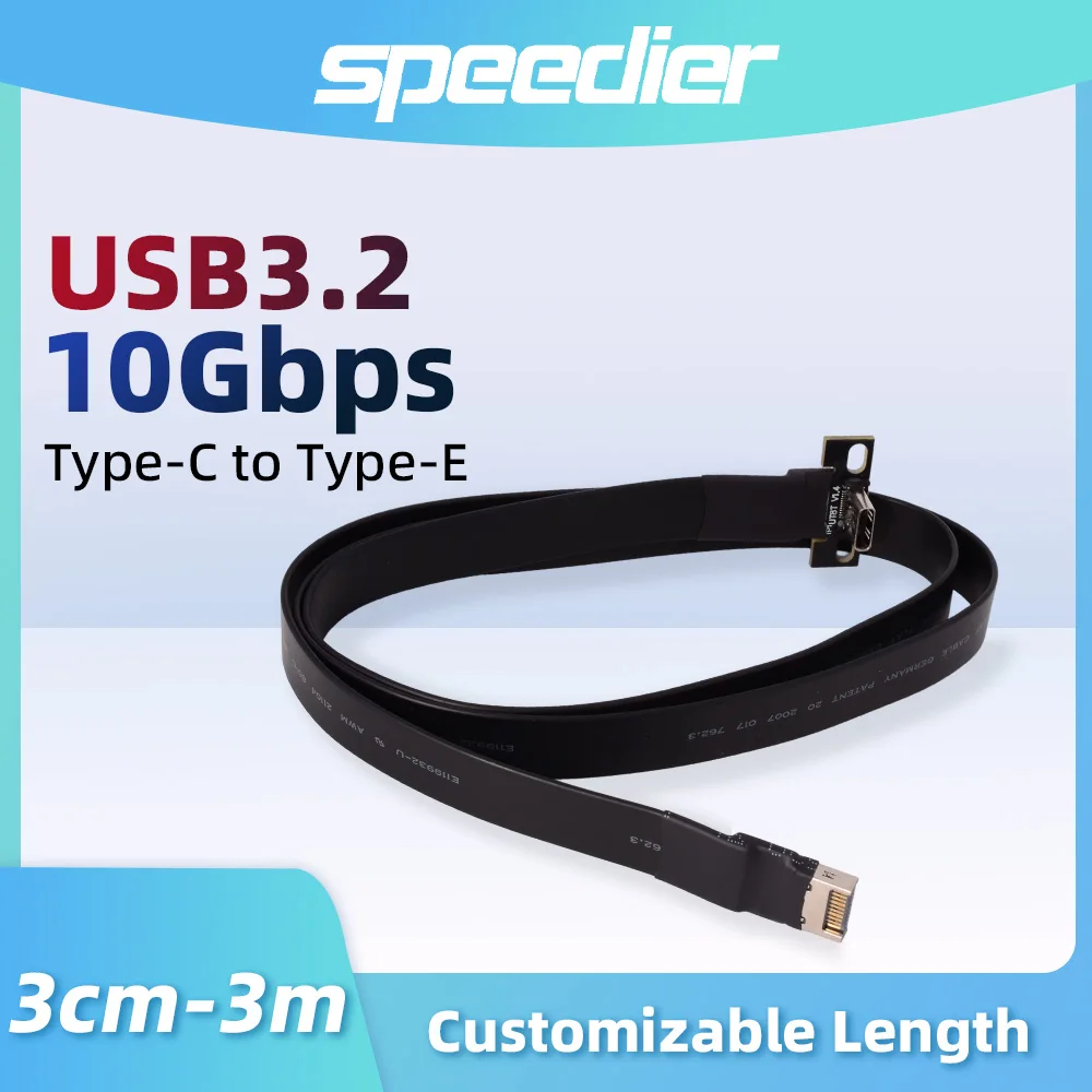 

USB 3.2 Type-C Flat Female Socket To Type-E 19P 20P Flat Male Extension Adapter Cable for ITX ATX Motherboard 20G Internal