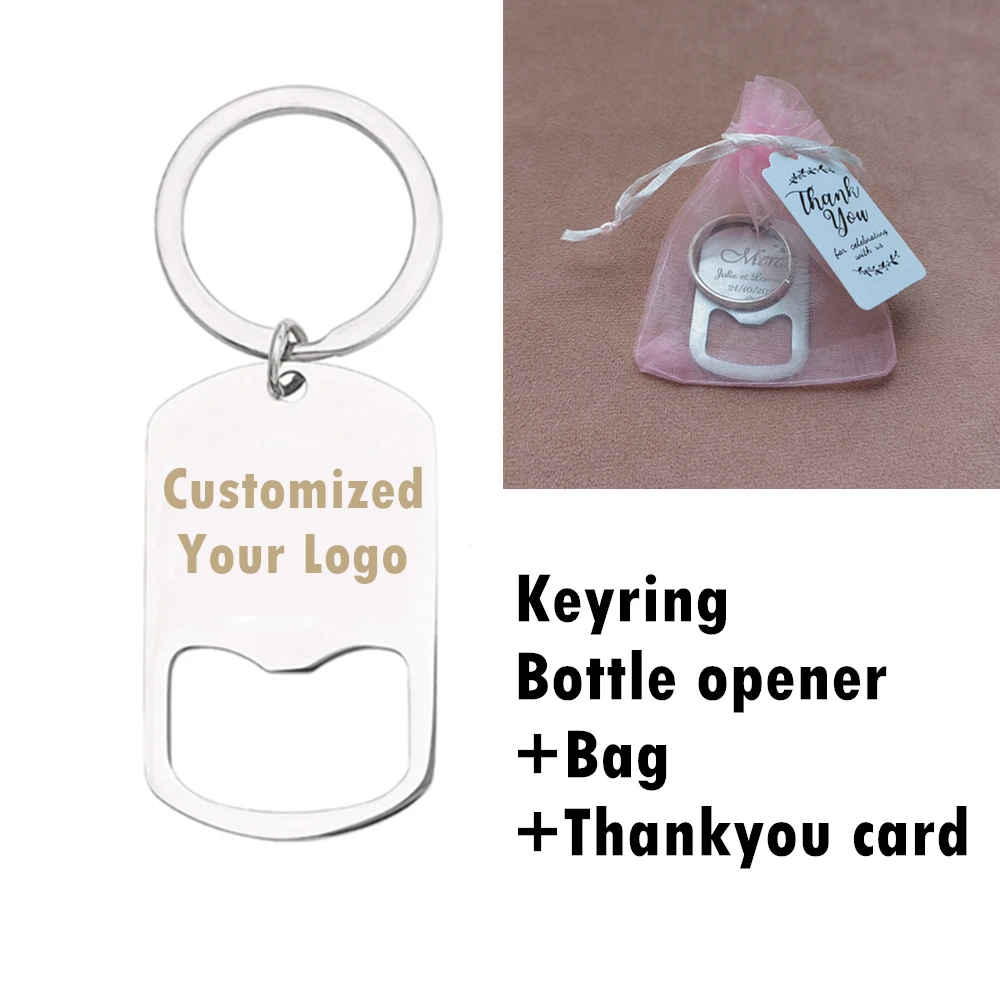Gepersonaliseerde roestvrijstalen bierflesopener sleutelhanger doop verjaardag bruiloft cadeau voor gast sleutelhanger
