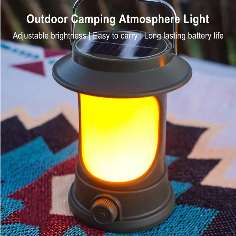 

Lanterns For Power Outages Rechargeable Solar Camping Lantern Dimmable Dangle Tent Lights 3 Light Modes Portable Lantern