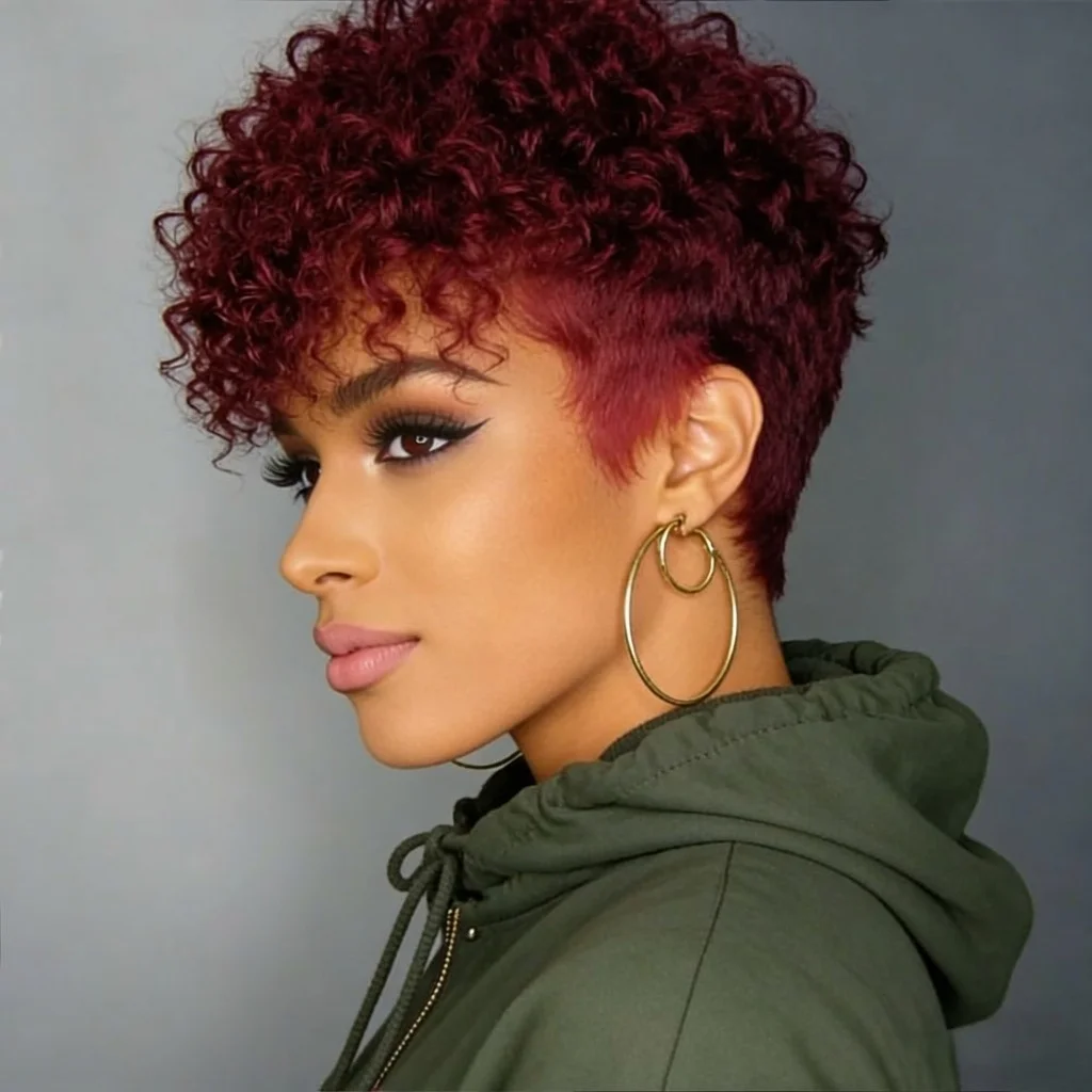 Natural Black Short Pixie Cut Human Hair Wig