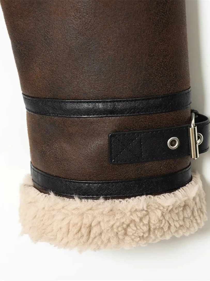 Damska kurtka ze skóry ekologicznej z podszewką, casualowa, jesienno-zimowa, nowa, elegancka odzież robocza, kurtka wierzchnia 837232