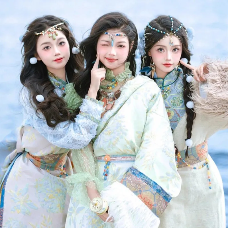 Nuevo disfraz, bata femenina, sesión de fotos de viaje de viento nacional