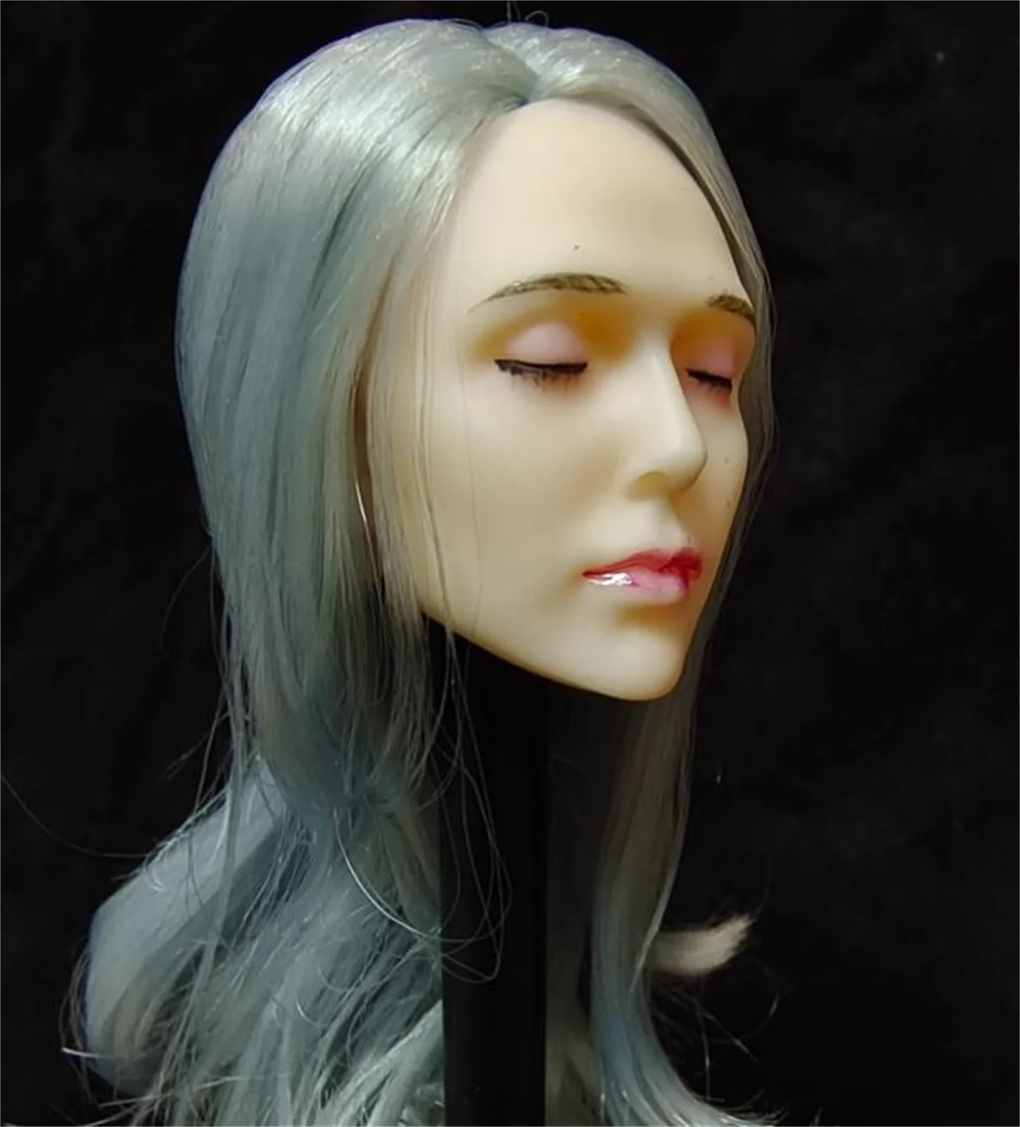 1/6 Female Grey Hair  Head  Expression Women Anime Toys  Girls  Sculpt  Close eyes  Model for 12 " TBL PH  Figure Body