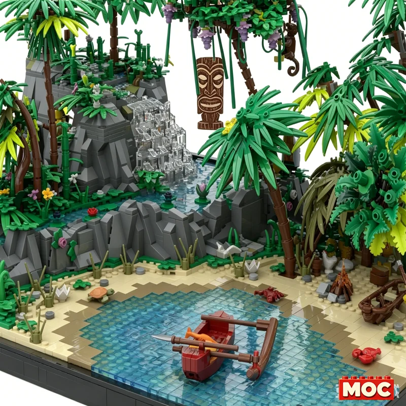 NEW 5693 Parts Modular Tropical Islands Atol Diorama MOC Building Blocks DIY Educational Model Toy For Collection Display Gift