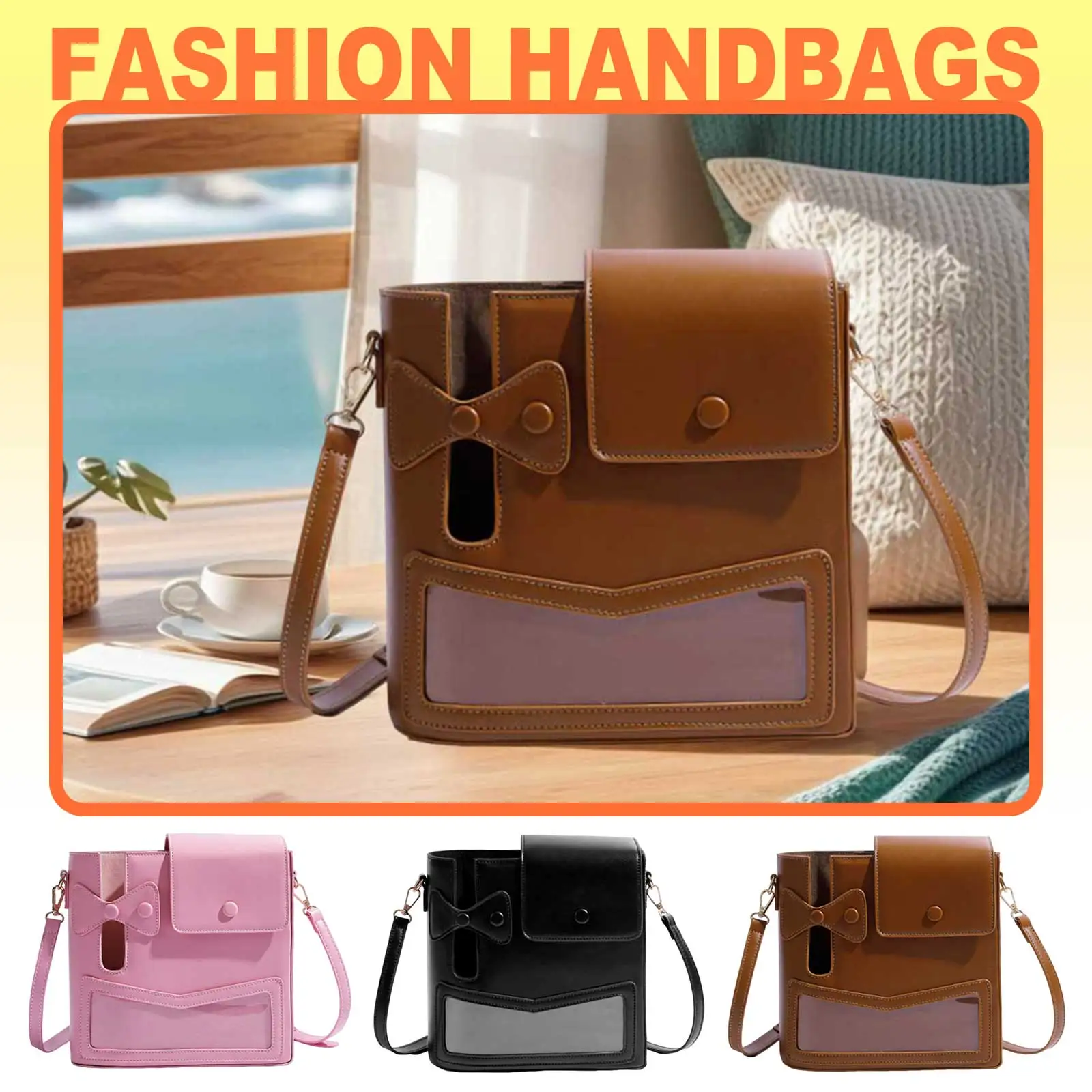

Women Water Cup Storage Bag PU Leather Casual Shoulder Bag Solid Color Versatile Crossbody Bag Ladies Travel Hiking Sports Bag