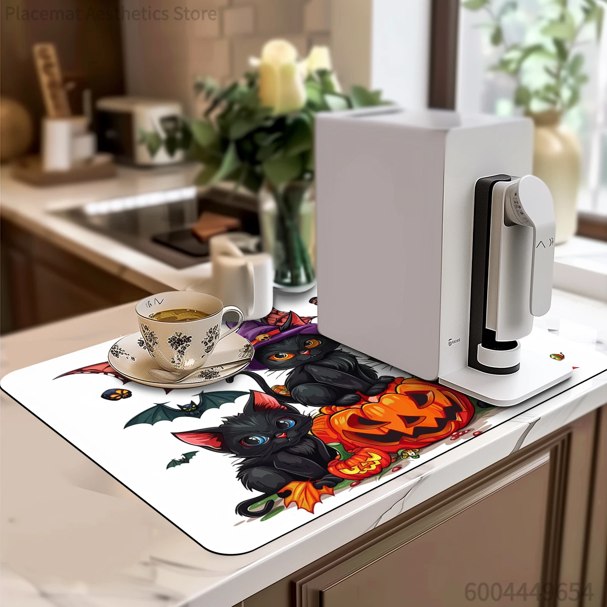 Antiskid Kitchen Absorbent Draining Mat Halloween Pumpkin Super  Draining Coffee Dish Drying Mat Quick Dry Bathroom Drain Pad