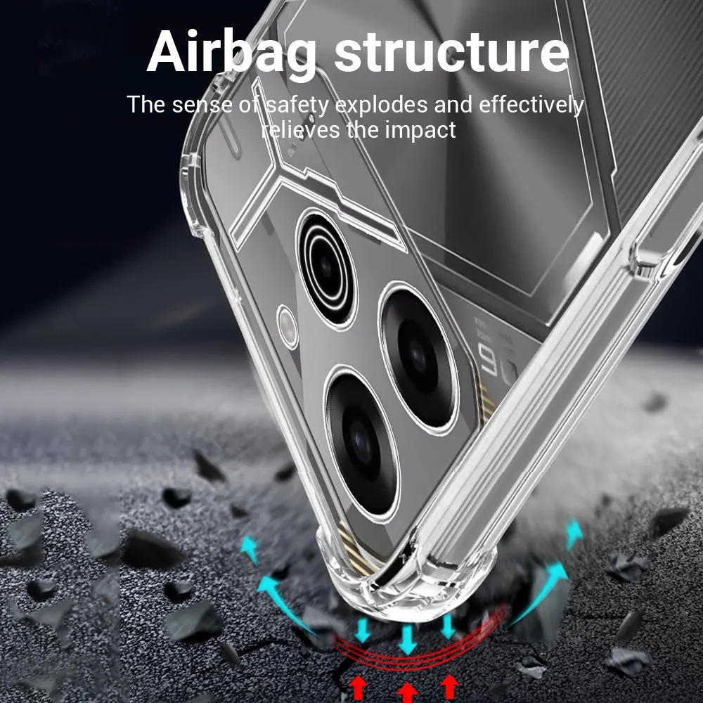 Shockproof Airbag TPU Case Tecno Pova 6 Pro 5G LI9 Coque Clear Soft Silicone Phone Case for Tecno Pova 6 5G Protect Cover Funda image 4