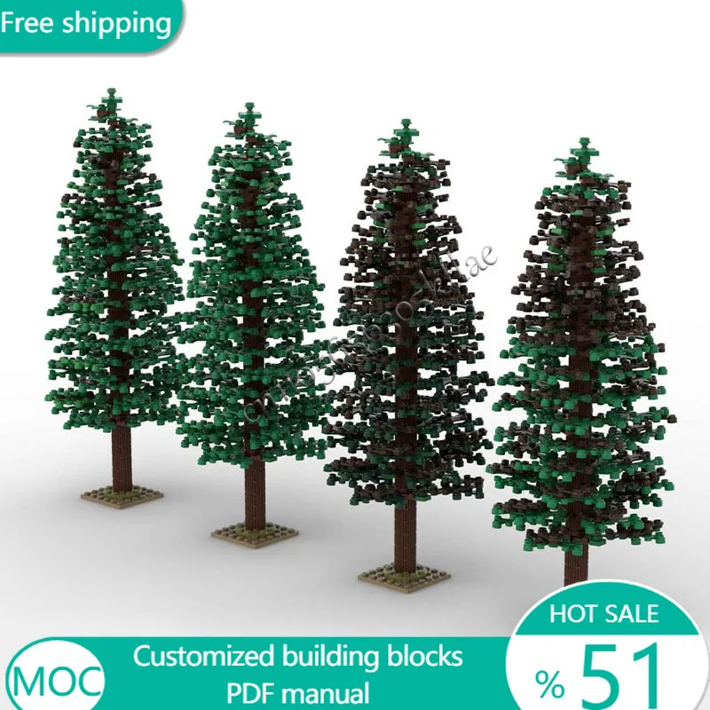 1344 PCS Trees White Pine Tree Set MOC Customize Modular Building Block Kids Model Simple Brick Creative DIY Toy Birthday Gift