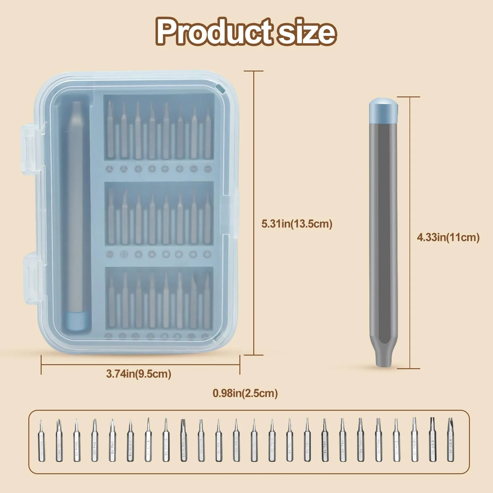 25 in 1 Small Precision Screwdriver Set with Magnetic Aluminum Handle & 24 S2 Steel Bits, Portable Repair Tool Kit