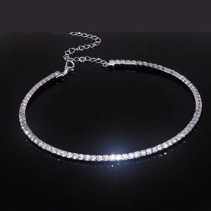 Silver Color Wedding Shiny Rhinestone Bundle Neck Popular Element Collar Necklace Crystal Women's Choker Gift New Korean Jewelry image 3