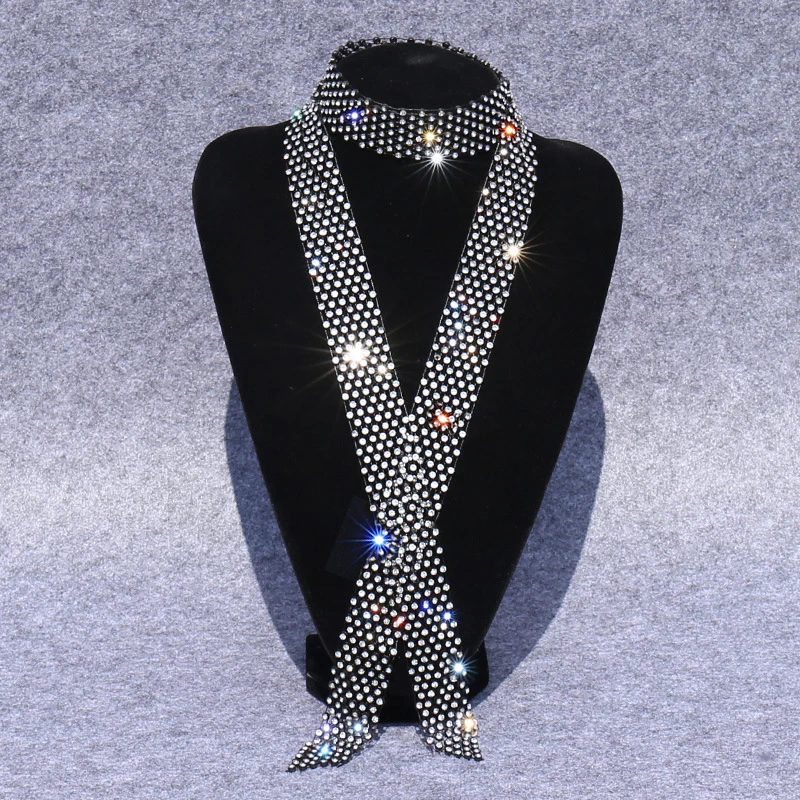 Großartige lange Strass-Krawatte für Damen, 130 cm, Kristall-Mesh-Krawatte, glitzernde Krawatte für Halloween, Party, Nachtclub, Damen-Krawatte – Detail 1