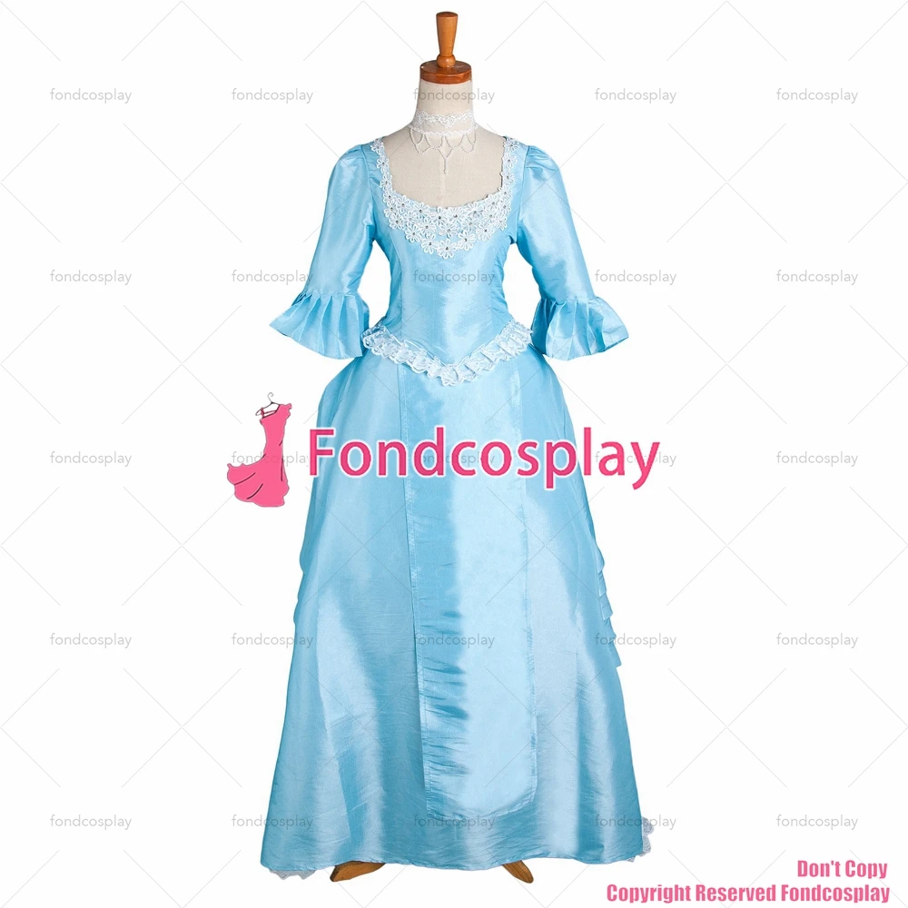 fondcosplay Victorian ROCOCO Gown Ball baby blue Taffeta shirt skirt Gothic cosplay Costume CD/TV[G1641]