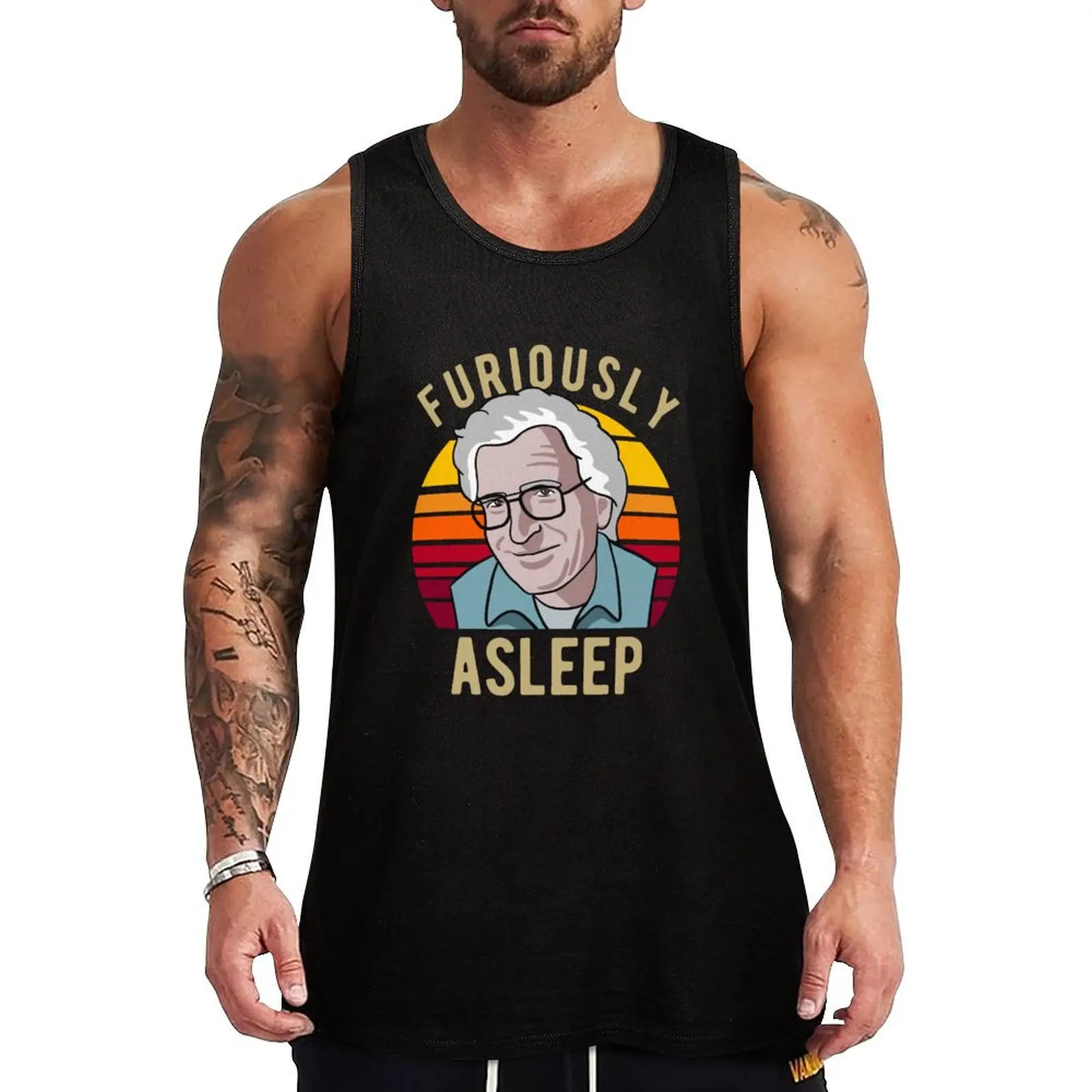 Noam Chomsky - Furiously Asleep - Funny Linguist Art Tank Top cotton t-shirts man clothes for men summer singlet for men