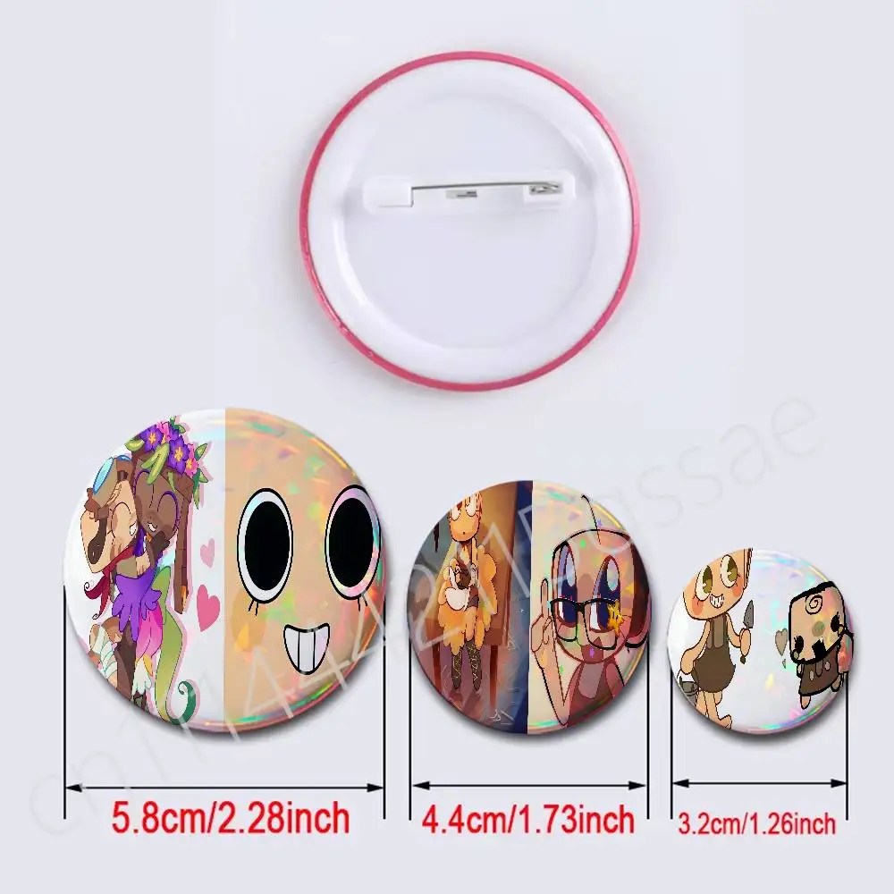 FOR Brawl Stars Shelly 2Pcs Set Round Badge Holographic Foil Button Pin Brooch Backpack Clothing Lapel Decor Fans Gift