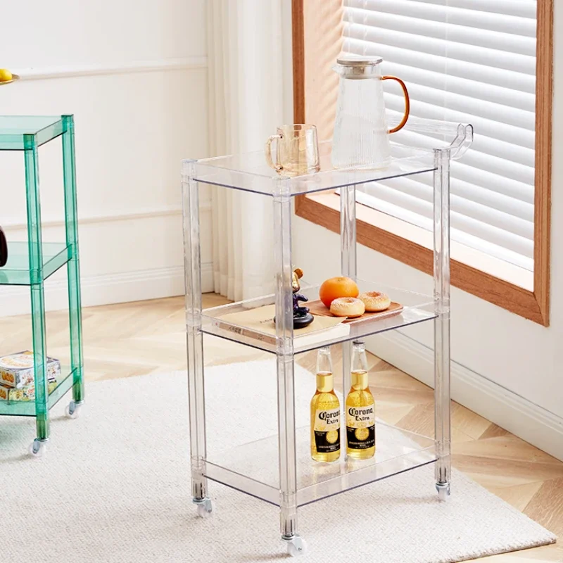 Acrylic Storage Cabinet Home Organizer Large-capacity Multi-layer Shelves Desk Organizers Household Transparent Trolley Gadgets