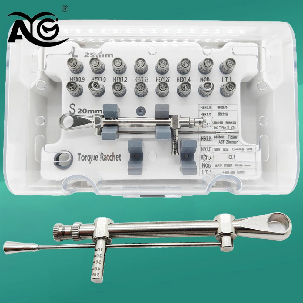 

Dental Universal Implant Torque Screwdrivers Wrench Implant Restoration Tool Kit 10-70Ncm Ratchet Driver Prosthetic Repair Tools