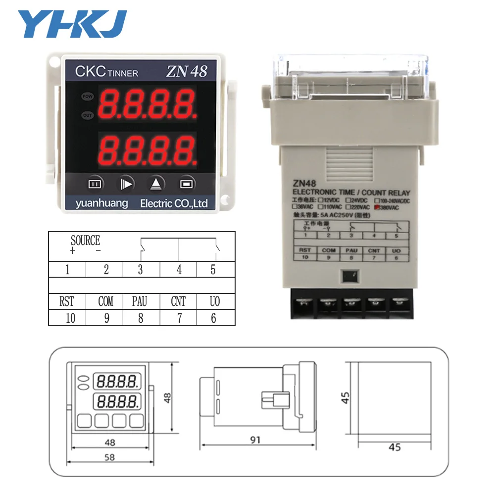 ZN48 Series Digital Time Relay Counter 220VAC 380VAC 24VDC Multifunction Timer Rotating countroller Revolution counter