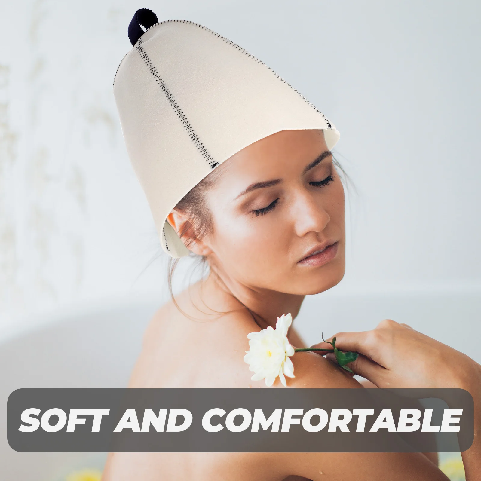 

1 set 1 Set Felt Sauna Hat For Women Dry Steam Heat Insulation Shower Cap Bathing Accessories Spa Room Use Thickened Waterproof
