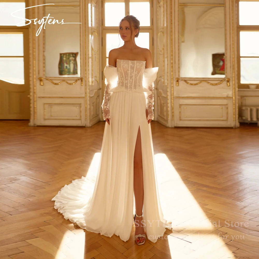 

SSYTENS Detachable Sleeve Luxury Mermaid Wedding Dresses With Corset Illusion Strapless Bridal Gown Customized Dresses For Bride
