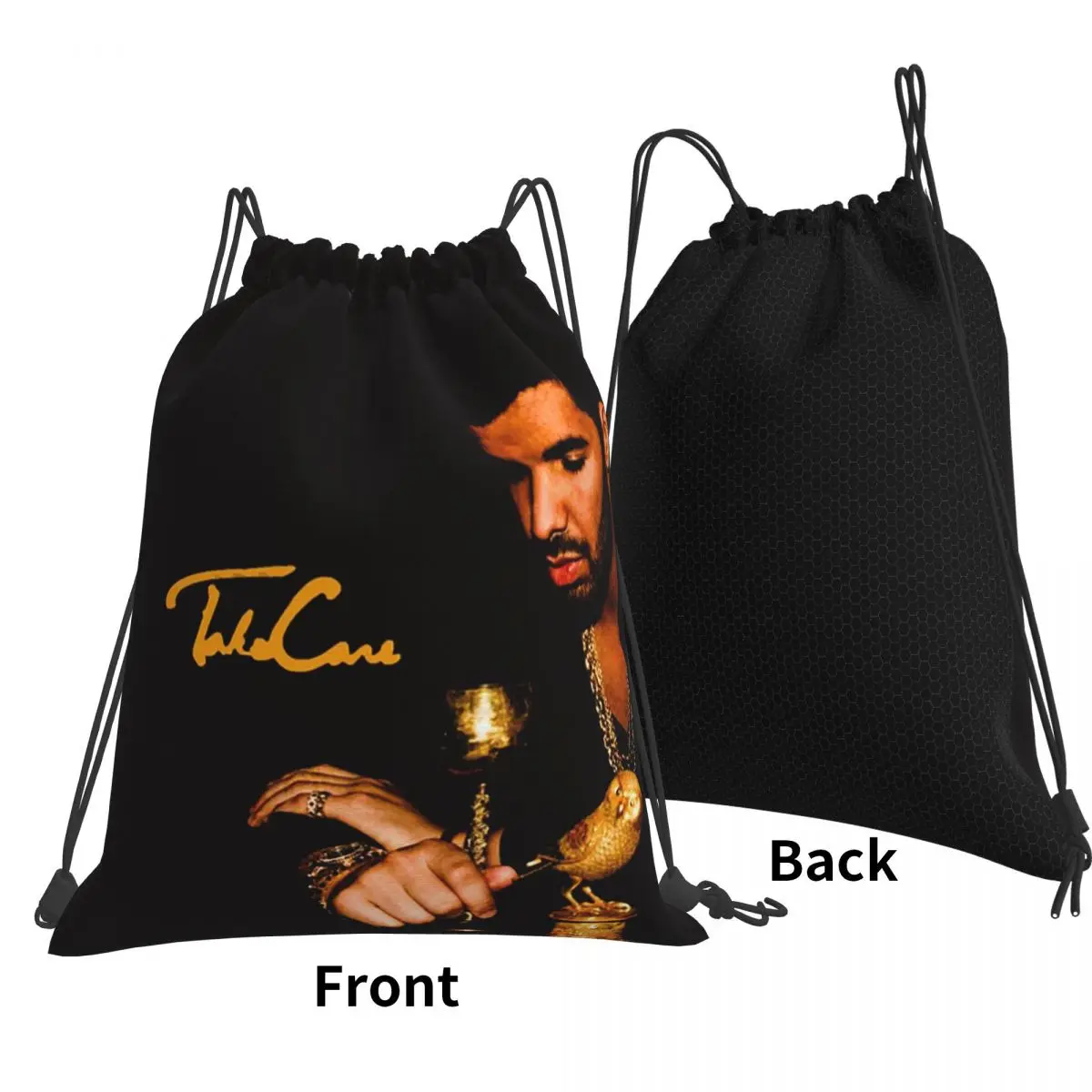 Drake Take Care Album Backpacks Fashion Drawstring Bags Storage Bag Book Bags for Travel Students
