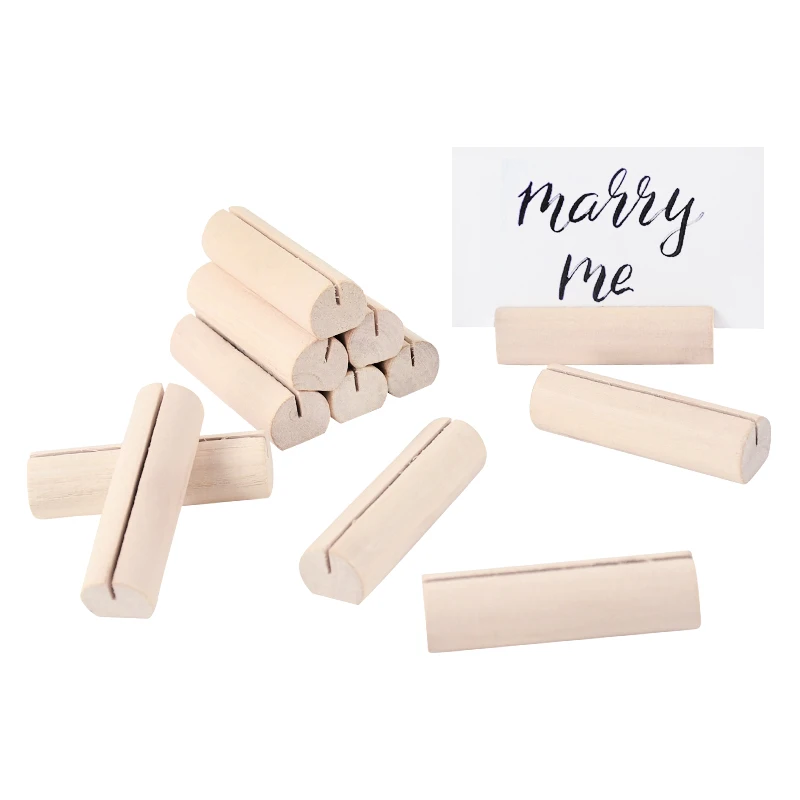 5/10Pcs Wooden Photo Stand Rectangle Business Card Holder Clip for Wedding Party Table Number Name Sign
